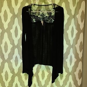 Studio Y Black Lace Detail Cardigan